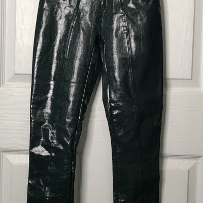 SPANX Faux Patent Leather Liquid Gloss leggings deep green extra small